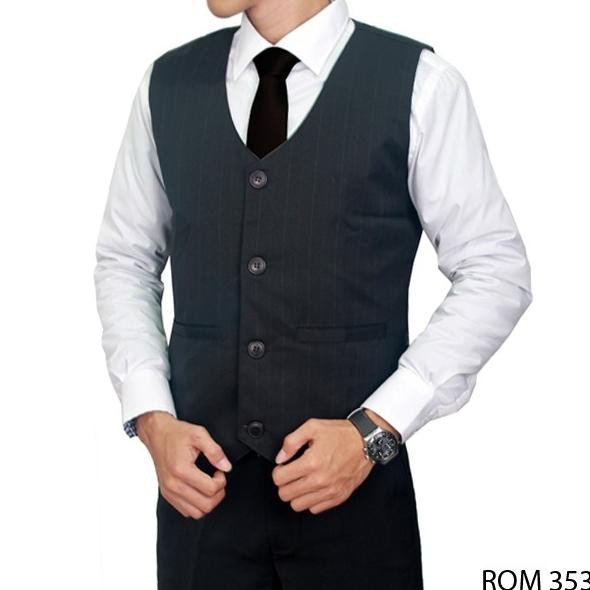Vest Pria Formal Katun Abu ROM 353
