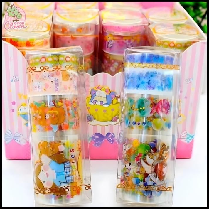 

TERMURAH STICKER ROLL GIFT SET KAWAII GOODIE BAG BOX MIKA SOUVENIR STIKER !!!!!