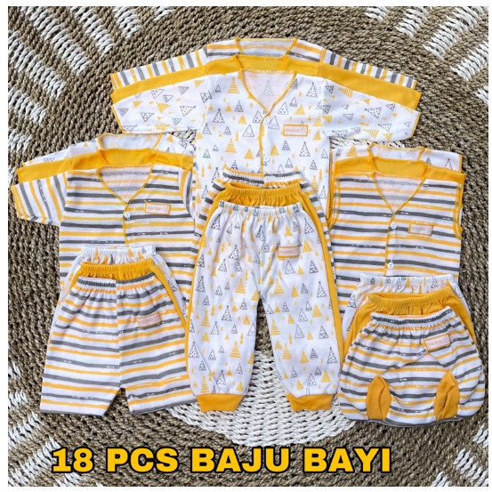 18 Pcs Setelan Baju Bayi Baru Lahir - Paket Lahiran