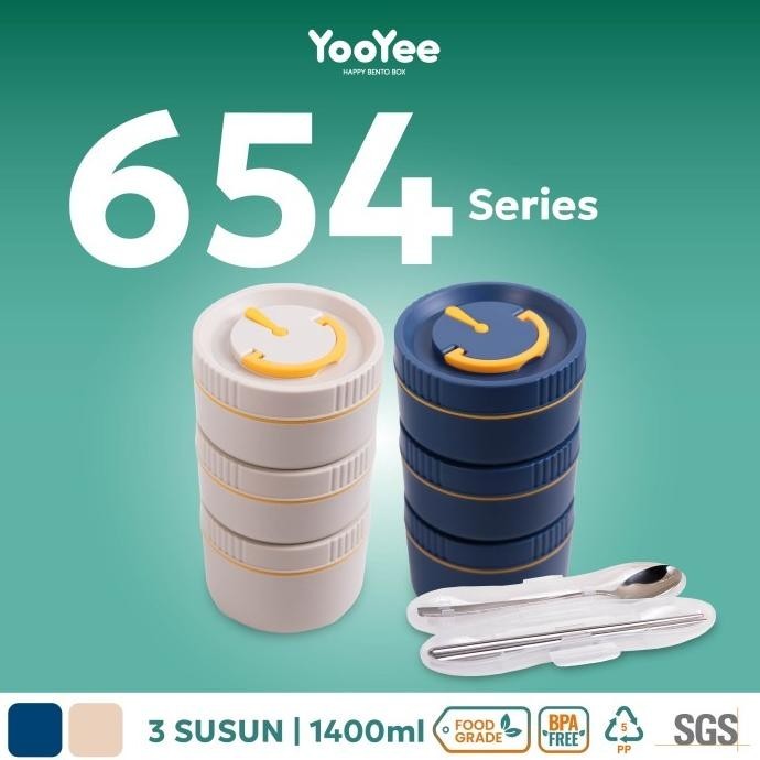 Yooyee Kotak Makan Rantang 3 Susun Set dengan Tas dan Alat Makan