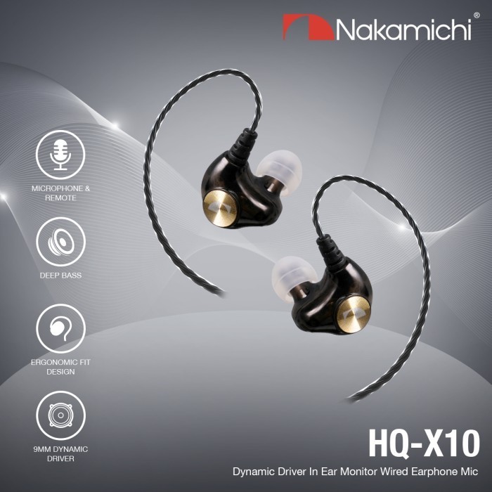 Nakamichi Hq X10 Dynamic Driver In Ear Monitor Wired Earphone Mic