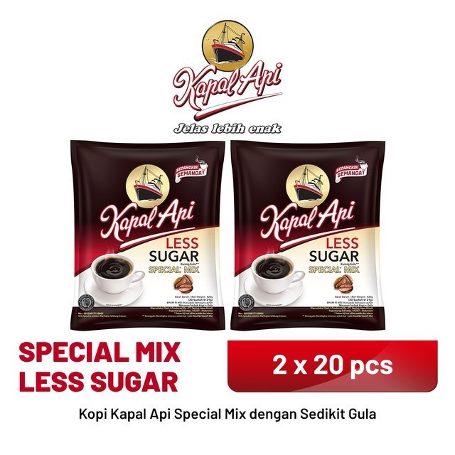 

Kapal Api Special Mix Less Sugar 2 Bag (20 X 21 Gr)