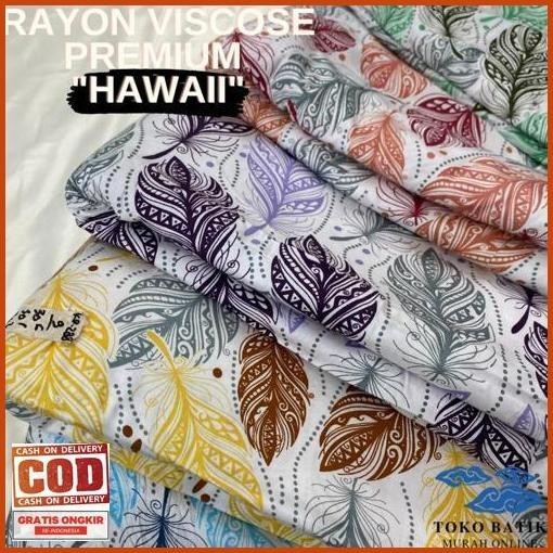 Cuci Gudang Kain Katun Korea Rayon Silky Viscose Printing Motif "Hawaii" 2024 Original 100% Viscose 