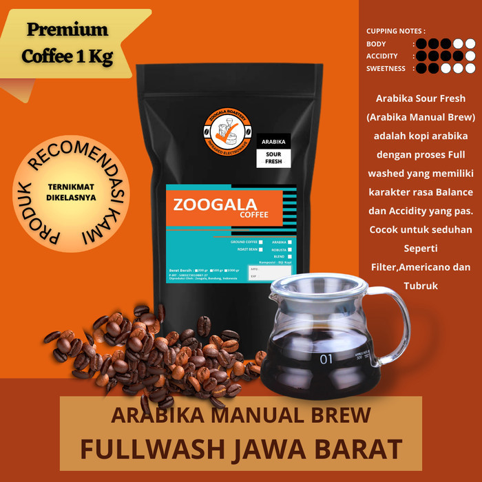 

Zoogala Biji Kopi Arabika Roasted Bean Sour Fresh Asli Jawa Barat 1 Kg