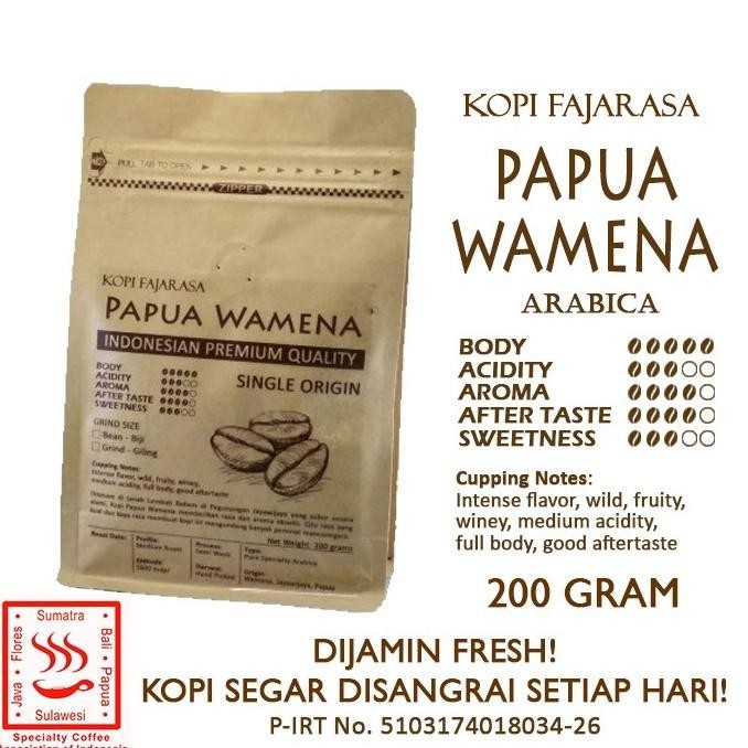 

Kopi Fajarasa Papua Wamena Biji Kopi Arabica 200 Gram