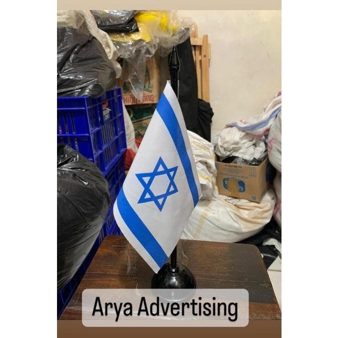 DCF Bendera negara ISRAEL+tiang kayu meja lon TERLARIS