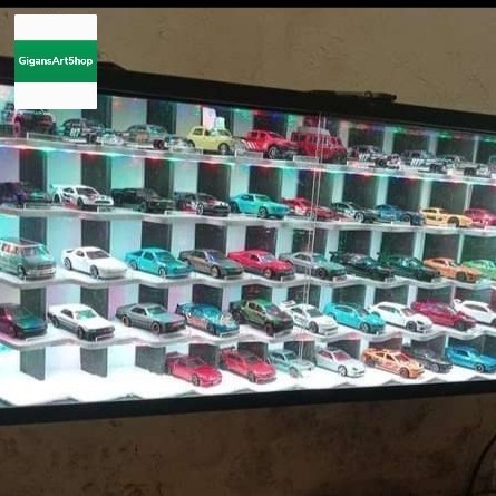 RAK HOTWHEELS SERONG/MIRING PENUTUP AKRILIK PINTU ETALASE LAMPU LED