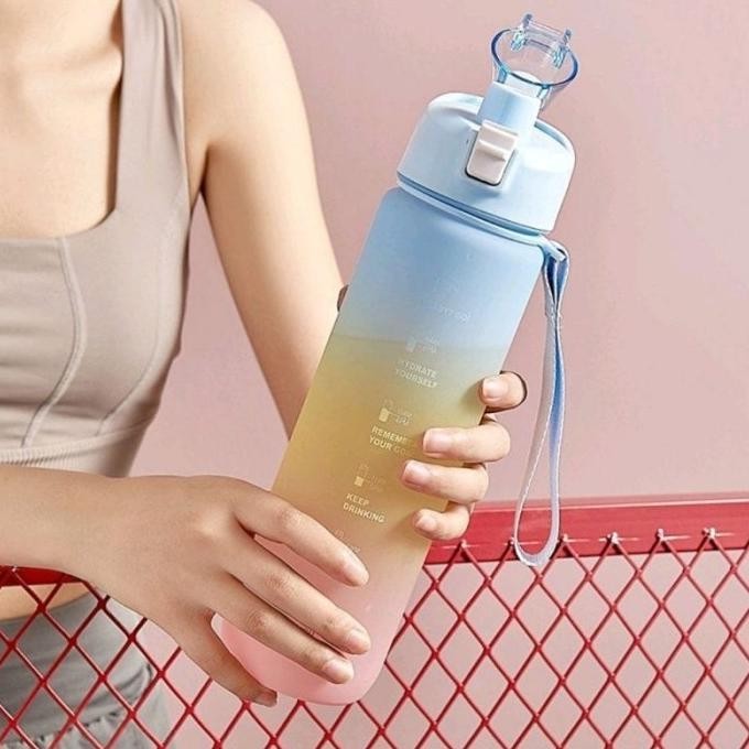 BOTOL MINUM MOTIVASI RAINBOW VIRAL 1LITER BPA FREE