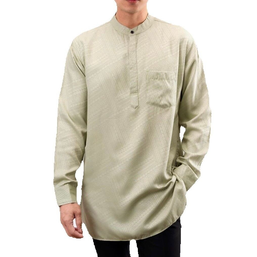 Timofey Baju Kurta Muslim Pria Lengan Panjang Koko Kurta Hijau Sage