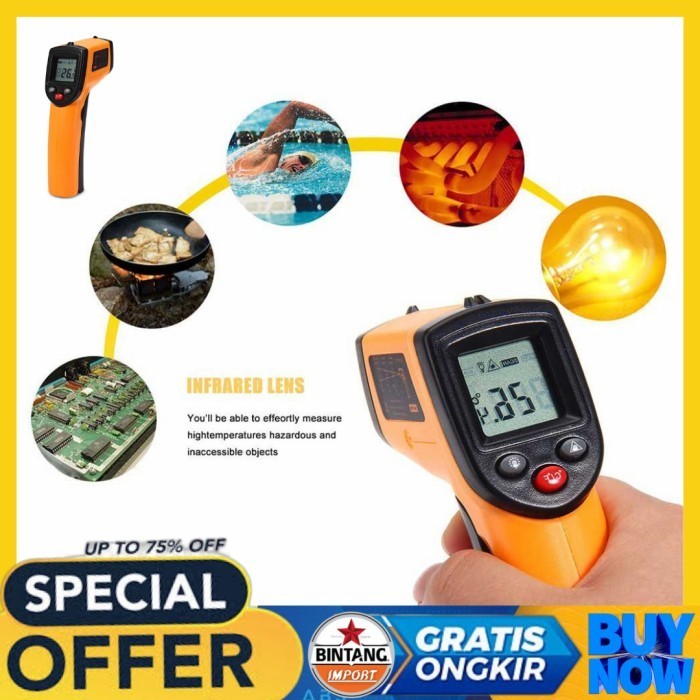 Thermometer Laser Infrared Alat Pengukur Suhu Temperatur Ruangan Lcd