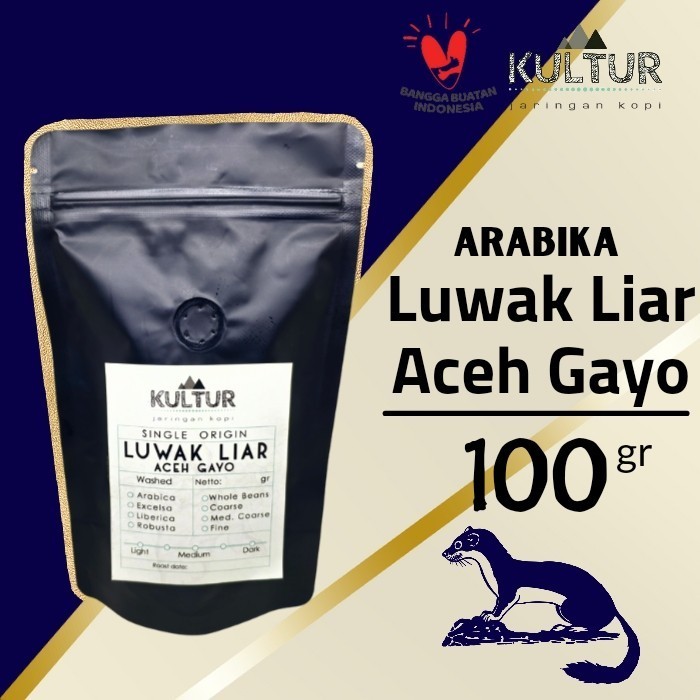 

Ready COFFEE BEAN BIJI KOPI ARABIKA LUWAK LIAR ACEH GAYO 100 GR