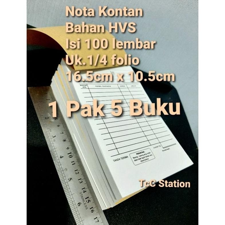 

1 PAK 5 BUKU NOTA KONTAN 1/4 FOLIO 1 PLY ISI 100 LEMBAR 1 RANGKAP BAHAN HVS 60 GR BON FAKTUR NOTA FAKTUR 1/4 FOLIO 1PLY SIAP KIRIM