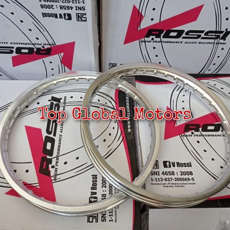 PL Pelek Velg ROSSI SNI Uk 140-17 160-17 Sepasang Pelek Velg Rossi 140 160 Ring 17 Silver TERLARIS
