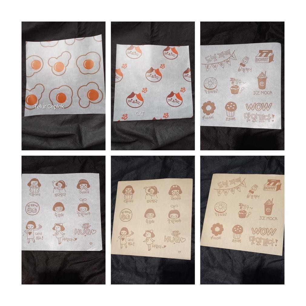 Special Discount Wax Paper Baking Paper Motif 18x18 CM  Kertas Alas Cake Bento Kertas Bungkus Motif 