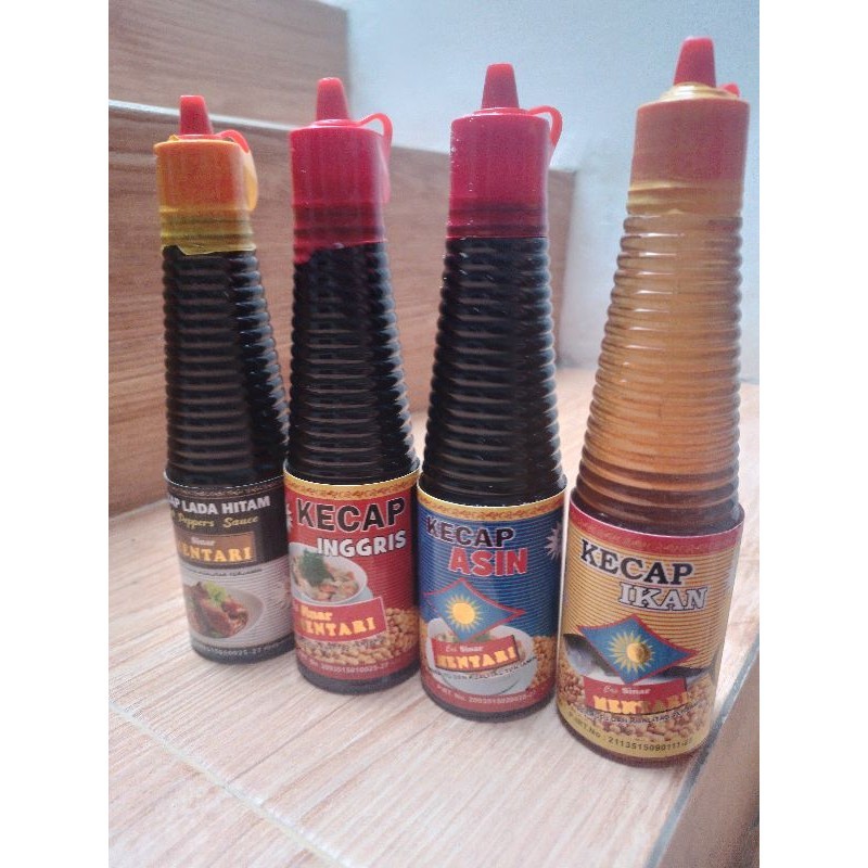 Kecap empat sekawan  cap sinat mentari, HALAL [ kecap inggris, kecap ikan,kecap asin, kecap lada hit