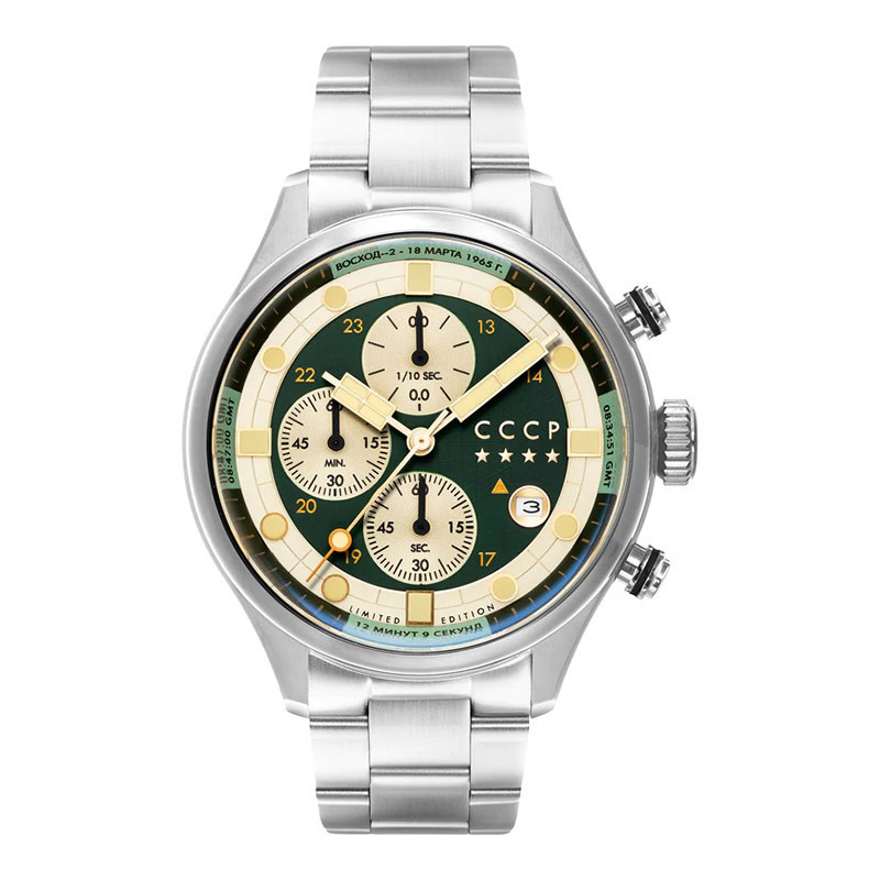 Jam Tangan Pria CCCP Comrade CP-7100-33 Chronograph Dual Tone Dial Stainless Steel Strap