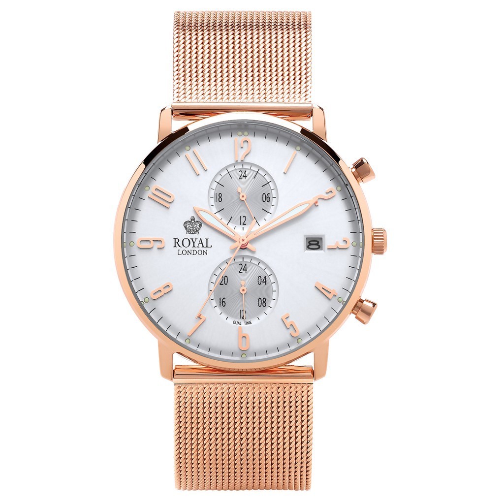 Royal London Men's Watches RL 41352-13 Silver Rose Gold Mesh Strap
