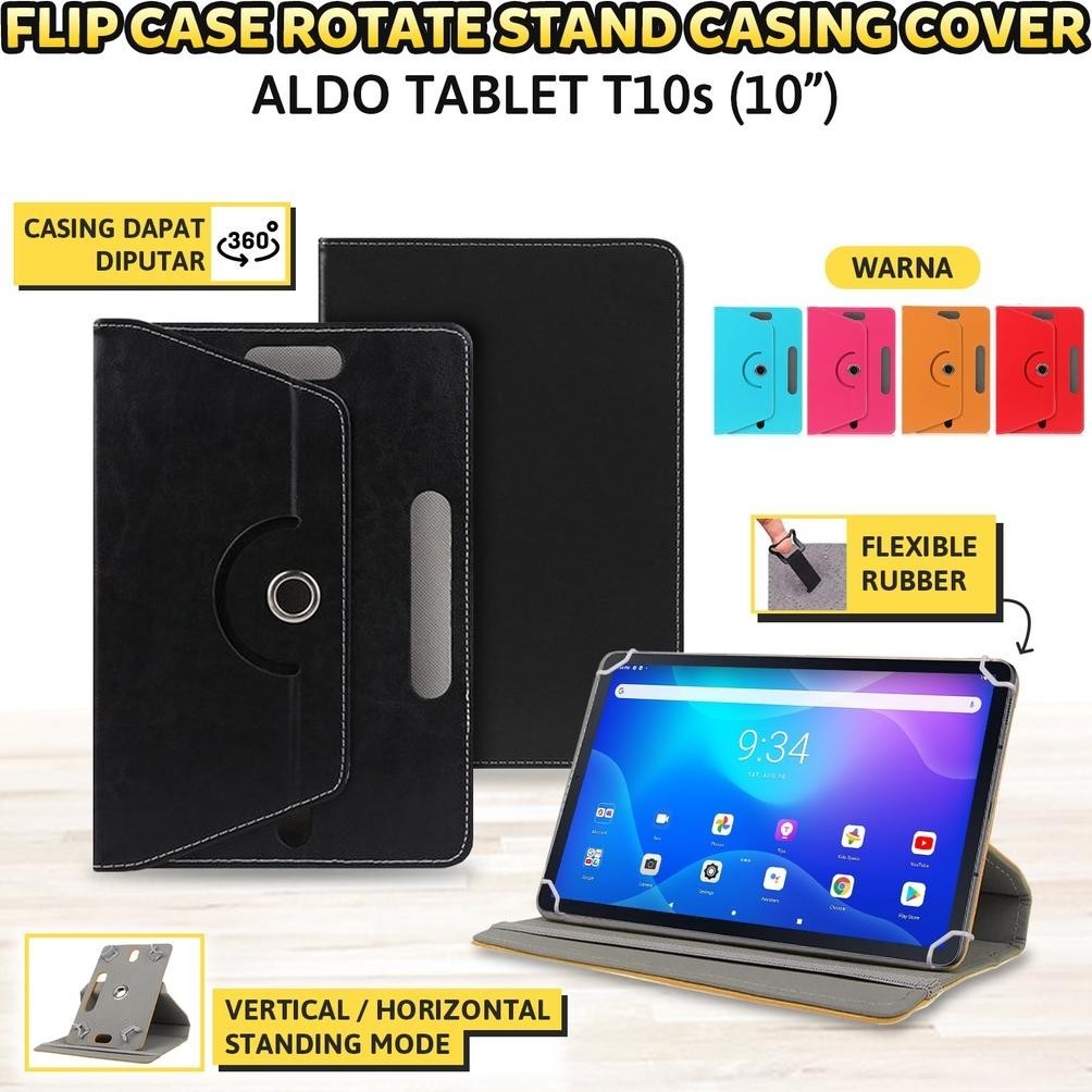 [TERBARU] Aldo Tab T10s T10 Tablet 10 inch Sarung Casing Rotary Flip Case Cover PU Leather Bookcover