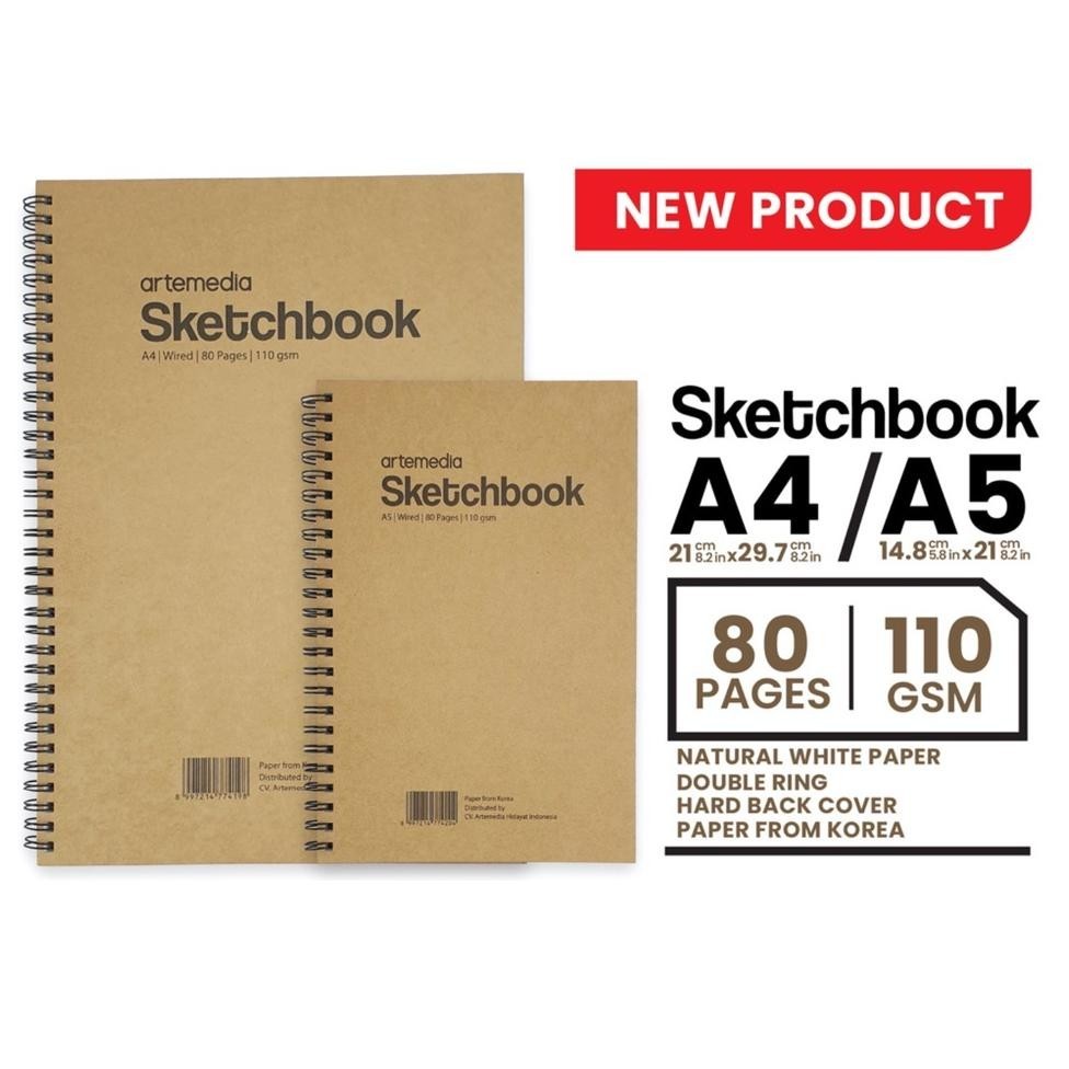 

BUKU SKETSA ARTEMEDIA SKETCHBOOK WIRED A5 A4 CRAFT COVER JILID SPIRAL SIAP KIRIM