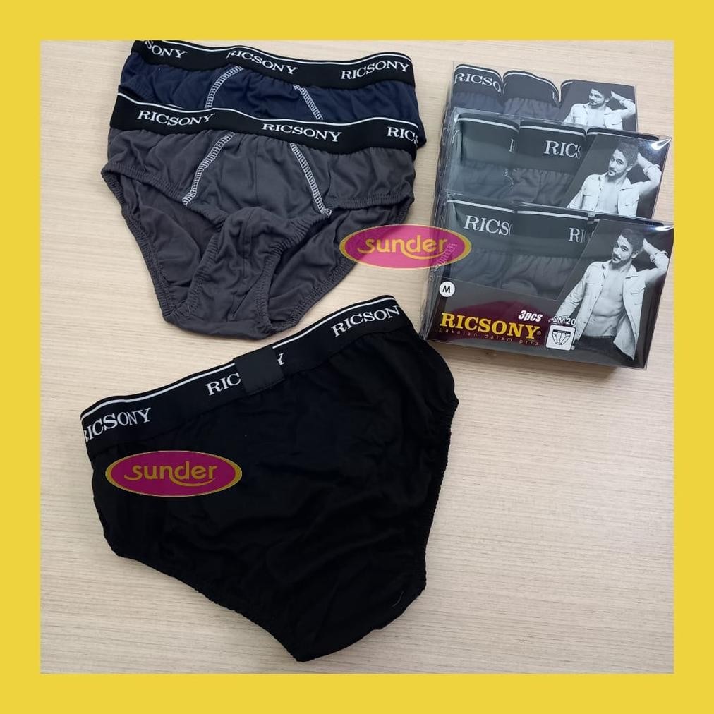 1Box Celana Dalam Pria Dewasa Ricsony SM 20 Sempak Laki Laki Dewasa Katun Polister Dalaman CD Cowok 