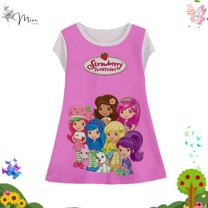 Dress Anak Perempuan Strawberry Shortcake v2 Tunik Anak Wanita Film Animasi Kartun Strawberry Shortc
