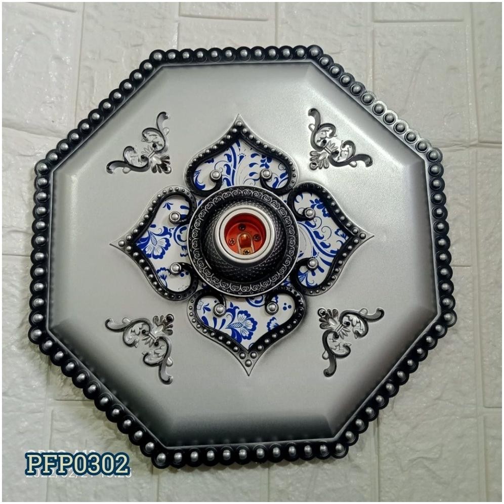 PIU ORNAMEN LAMPU PLAFON ARTISTIK PVC 30CM*30CM Ornamen Lampu Artistik Plafon Gypsum Panel Minimalis