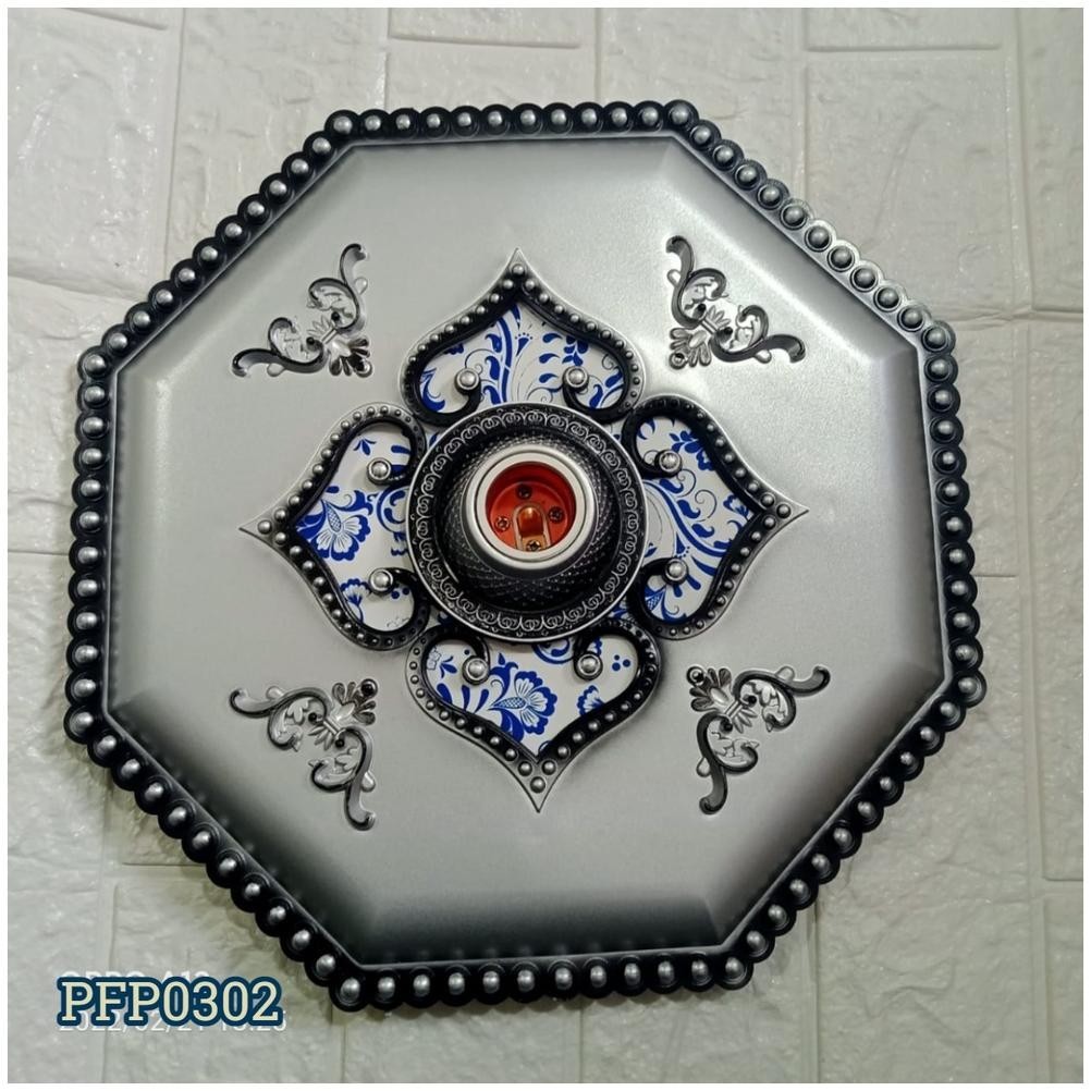 PIU ORNAMEN LAMPU PLAFON ARTISTIK PVC 30CM*30CM Ornamen Lampu Artistik Plafon Gypsum Panel Minimalis