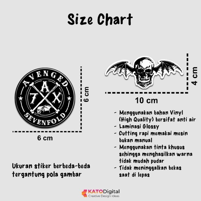

Stiker Band Rock A7X Tahan Air Laminasy Glossy Sticker Avenged K01