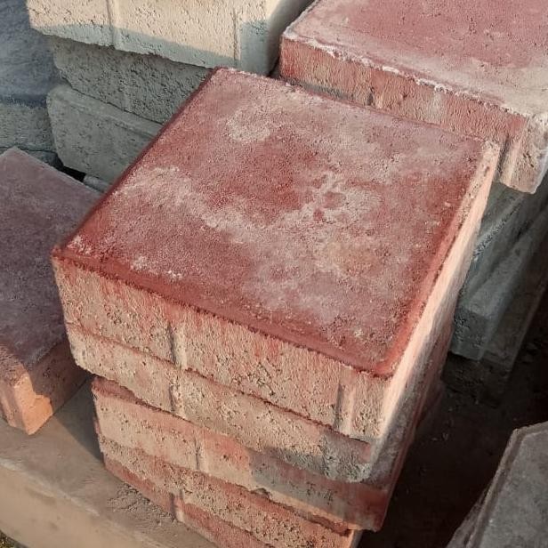 paving block kotak ubin 21 x 21 cm press mesin hidrolik k250 up merah NS99