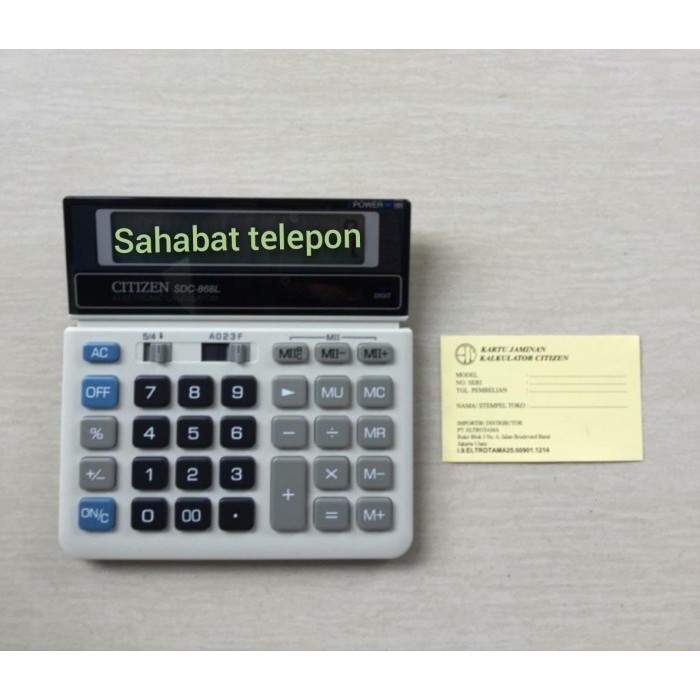 

Kalkulator Citizen Sdc-868L ( 12 Digit )(Original)