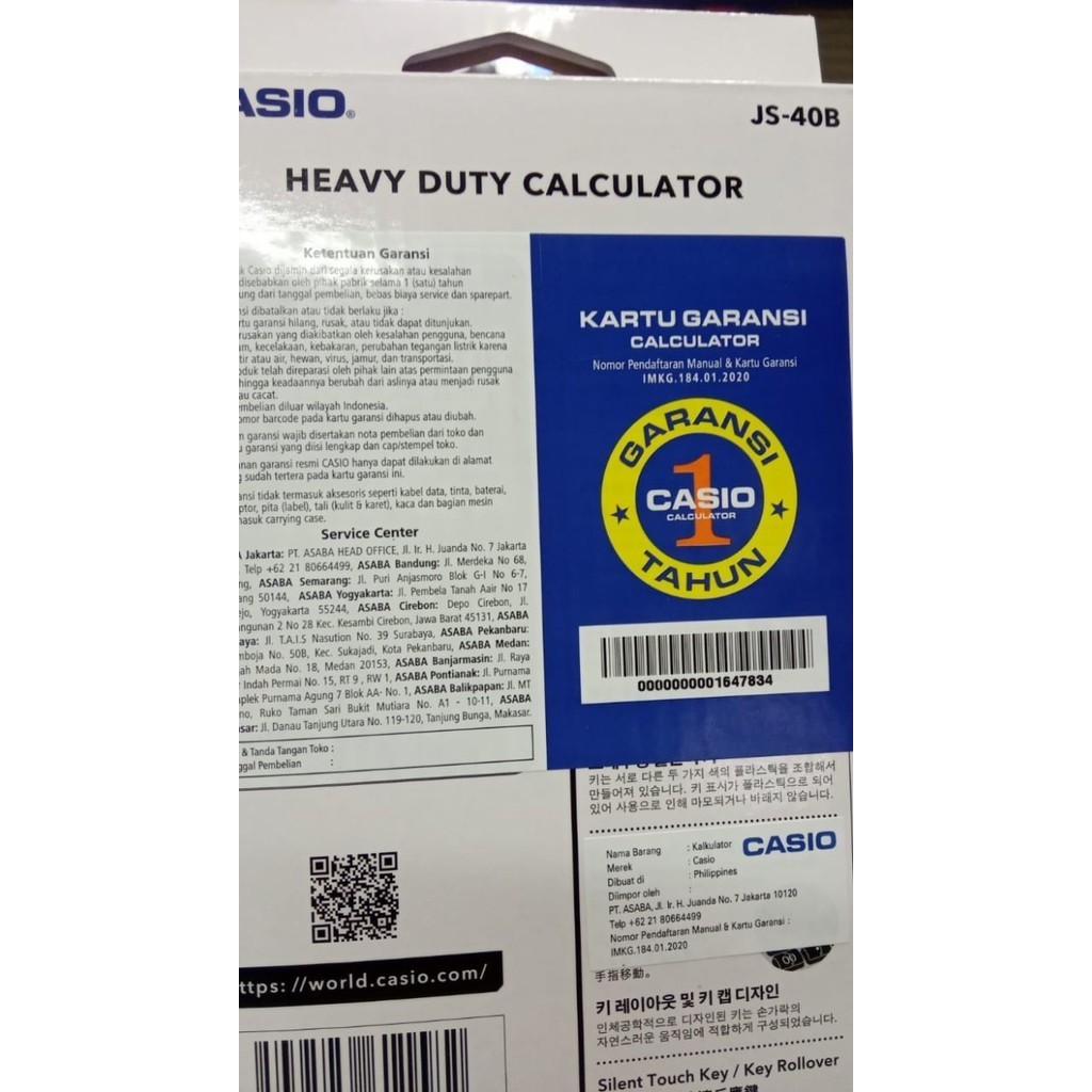 

Casio Heavy Duty Calculator Js-40B - Kalkulator Kantor Office Js 40 B