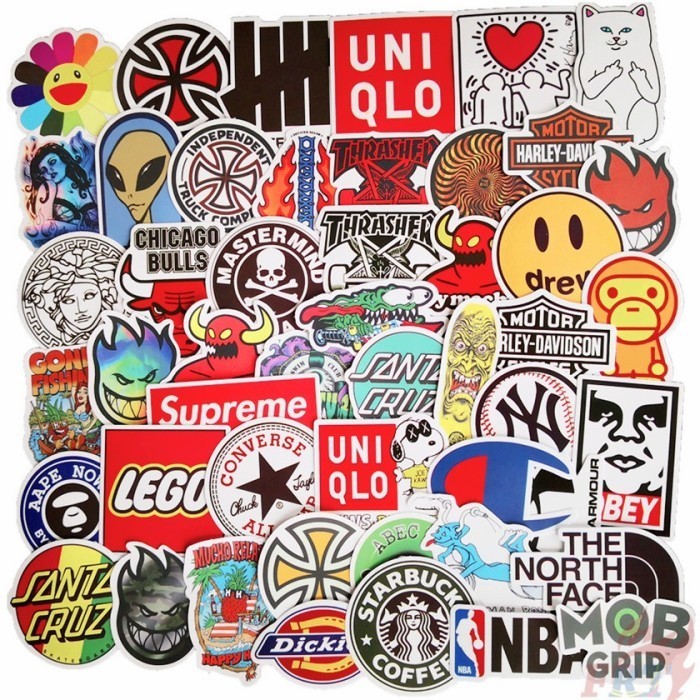Sticker Stiker Logo Brand Fashion Skateboard Mixed Campuran