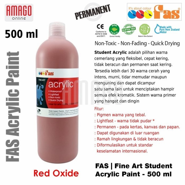 

Ready FAS - STUDENT ACRYLIC PAINT - 500 ML - RED OXIDE