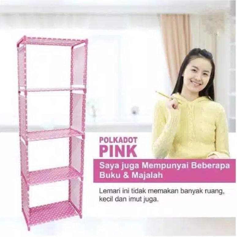 Rak Buku Serbaguna Besi Kuat 4 Susun 5 Tingkat / Rak Buku Baju Helm Portable Cod