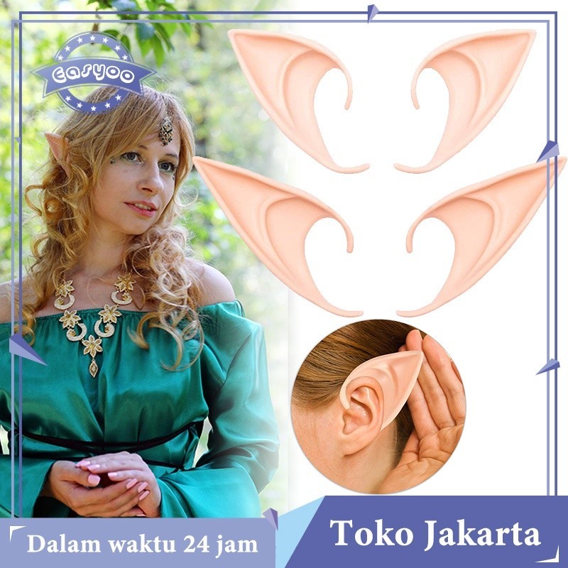 2pcs Telinga Elf 1 Pair Telinga Palsu Silikon Elf Ears Kuping Palsu Aksesoris Cosplay