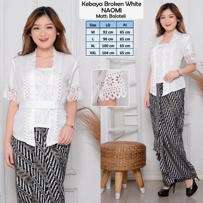 Atasan kebaya kutubaru putih / Kebaya putih / Kebaya wisuda modern