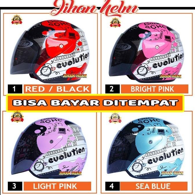 HELM / HELM GM / HELM WANITA / HELM WANITA GM EVOLUTION NOTE WHITE RED TERBARU