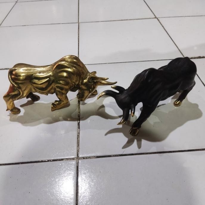 Patung Banteng Bull Kerbau Logam Kuningan ss Dekorasi Shio Buffalo
