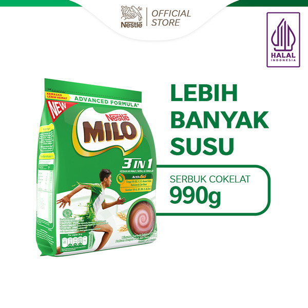 

MILO 3in1 ACTIV-GO Susu Coklat Pouch 990g