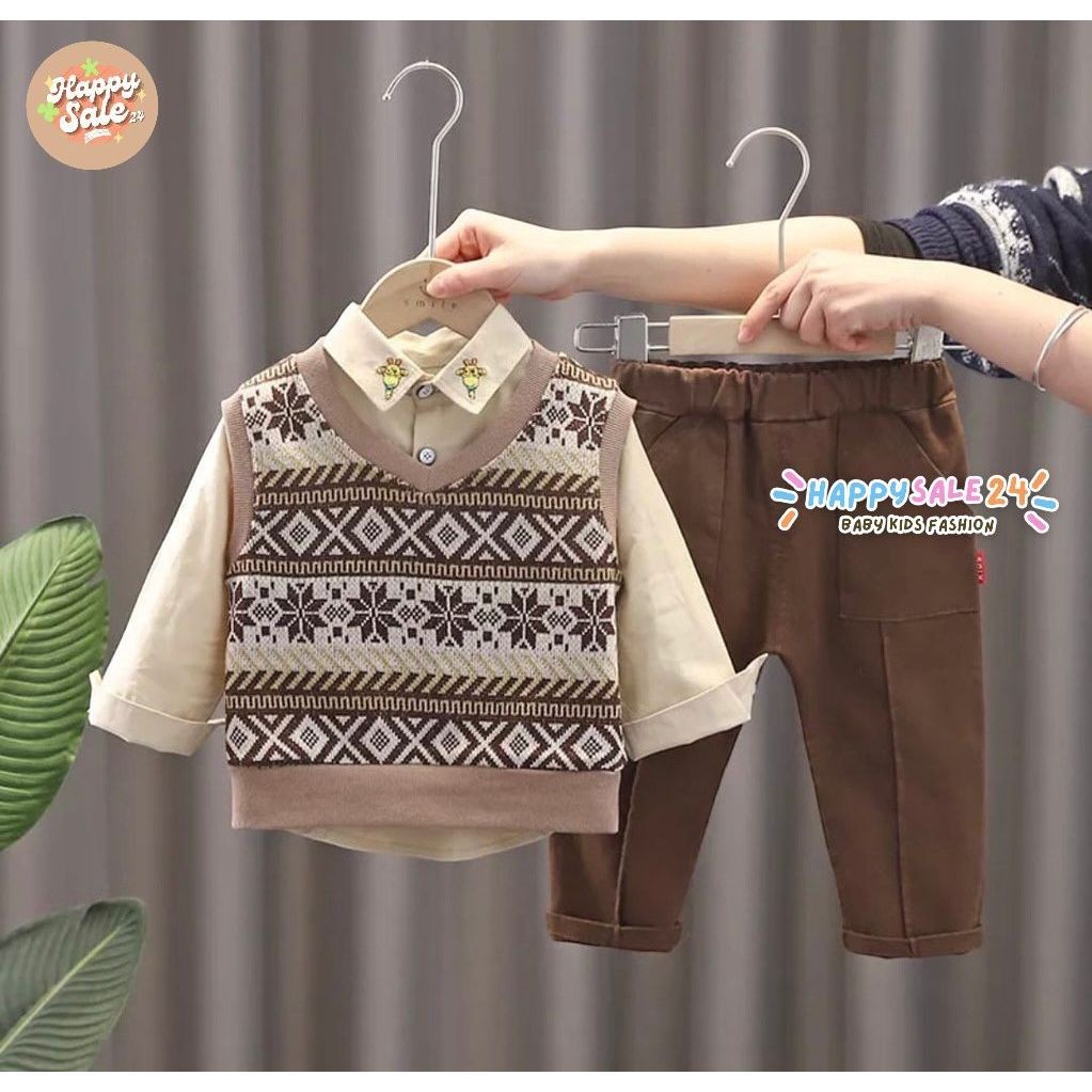 Setelan Anak Lakilaki Santai Motif Oneset Terlaris Fashion One Set Terbaru Baju Cowok 3In1 6 7 8 9 T