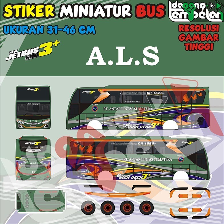 Pola Stiker Miniatur Bus ALS