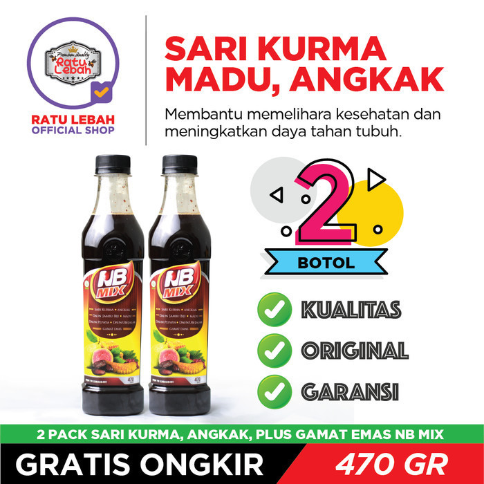 

Ready Ratu Lebah Sari Kurma, Angkak, plus Gamat Emas NB Mix 470gr [2 botol]