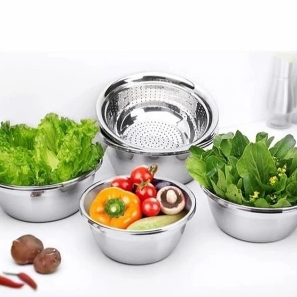Baskom Saringan Stainless Steel Baskom Tirisan Buah Sayur Beras