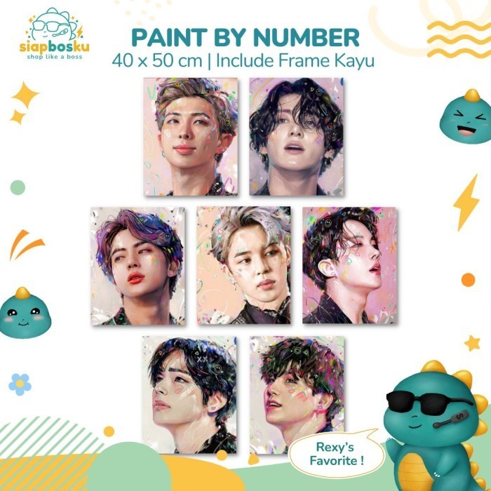 

KANVAS LUKIS BESAR BTS 40X50 CM CANVAS PAINTING BY NUMBER INC CAT KUAS