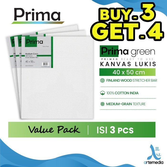 

KANVAS LUKIS PRIMA GREEN 40X50CM VALUE SET 3 COTTON CANVAS