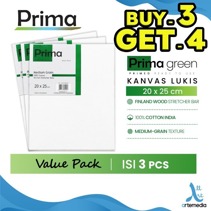 

KANVAS LUKIS PRIMA GREEN 20X25CM VALUE SET 3 COTTON CANVAS