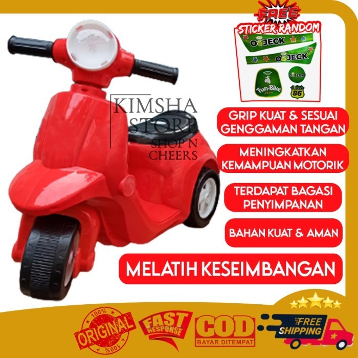 Vespa Fun Bike Mini Mainan Scooter Roda Tiga 3 Sepeda Motor Anak