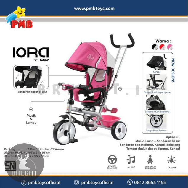 (Gojek / Grab) Stroller Sepeda Roda Tiga Anak Iora T09 Pmb