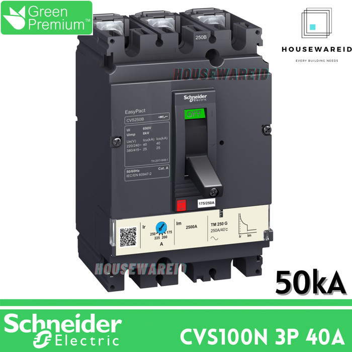 MCCB 3p 40a 3 Phase 40 Ampere Schneider CVS100N LV510473 50kA Original