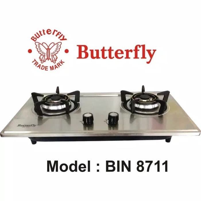 Open DS] Kompor Gas Tanam 2 Tungku Butterfly BIN- 8711 Stainless Steel